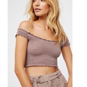 Free People Smocked Crop Top XS/S in Tiramisu